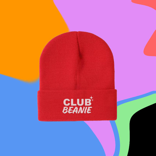 club beanie knitted hat - ruby red